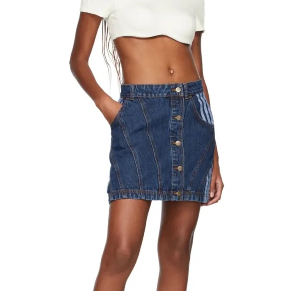 IVY PARK Blue Denim Button-Front Mini Skirt